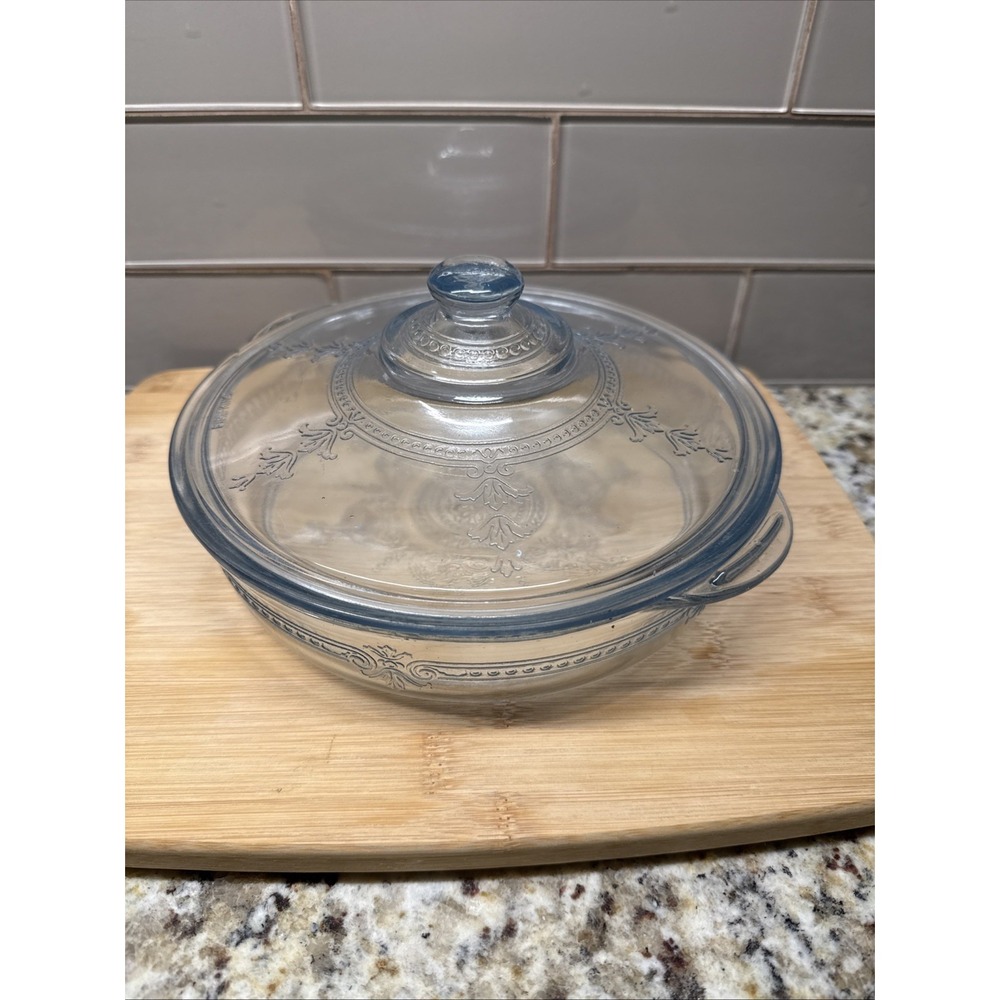1940s Anchor Hocking Fire King Philbe Sapphire Blue Glass Covered Casserole Dish